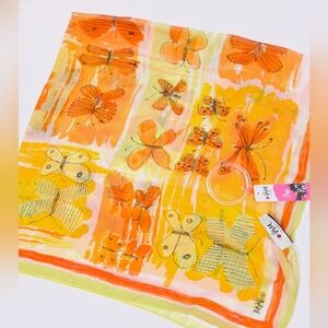 Vera Neumann Retro MCM Orange Sorbet Chiffon Butterfly Scarf For Target 44x44